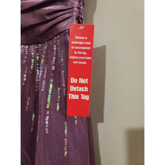 JOSH JAZZ Purple Prom Party Dress 3/4 Strapless Sequin Tulle Homecoming $100 NWT - Picture 7 of 7